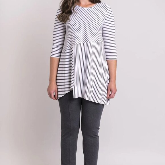 Blue Sky Charming Tunic Black & White Small Stripe, Bamboo - Picture 2 of 6